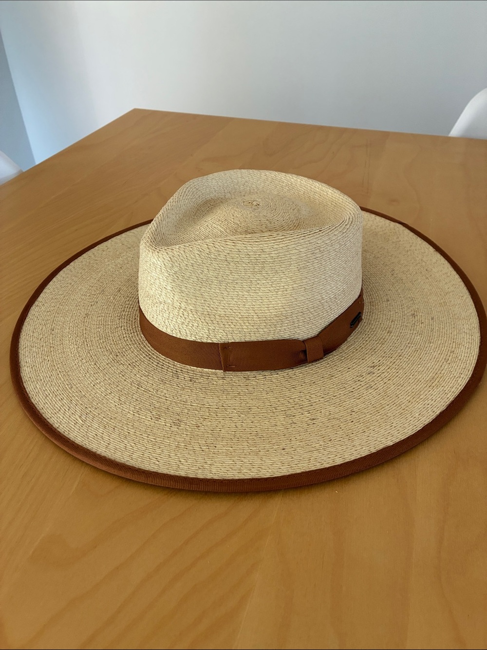 Brixton Natural Straw Fedora with Brown Band - size Small